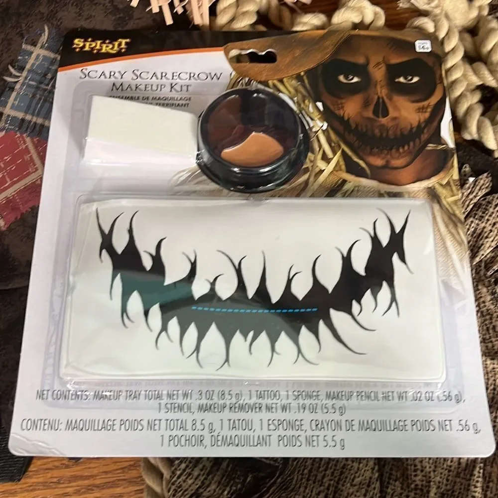 Creepy Scarecrow costume & tattoo’s & makeup for face Adult XL 12-14 Halloween - Picture 6 of 9